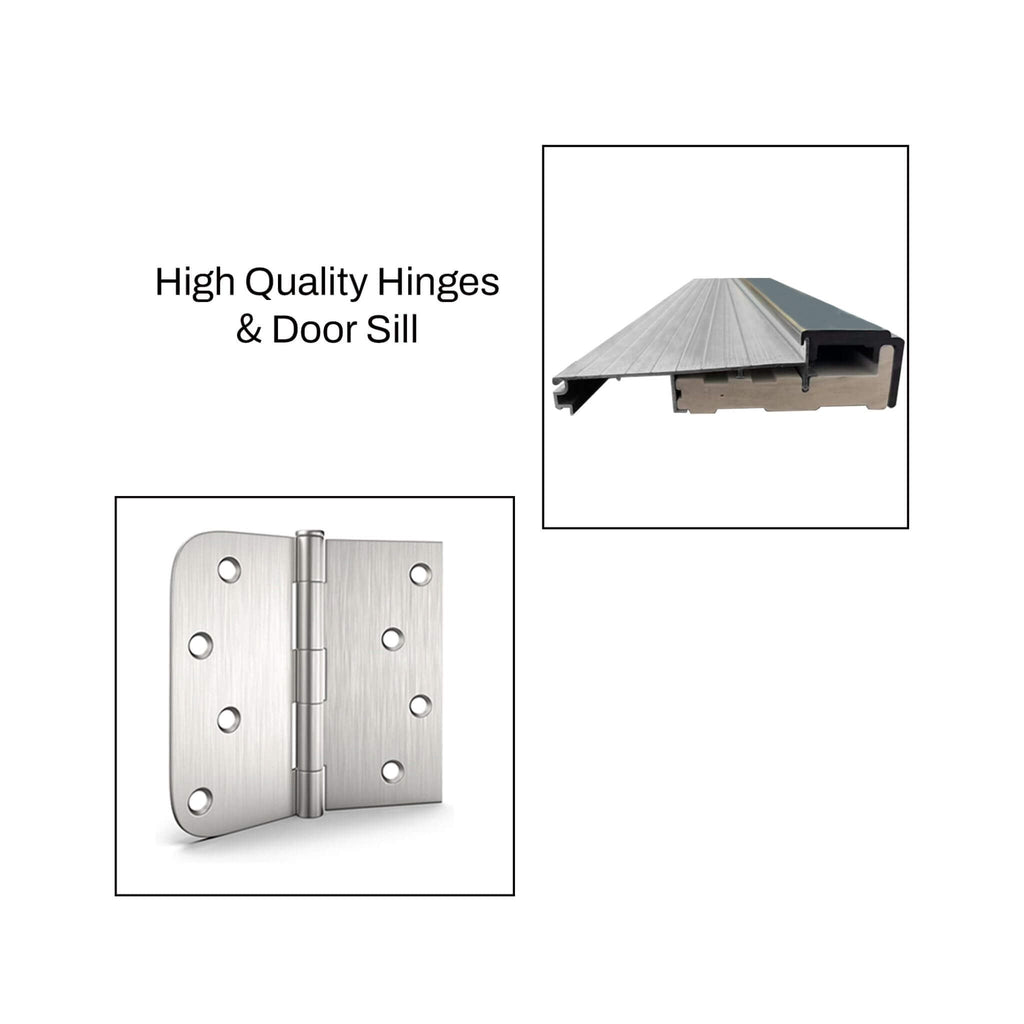 [36X80-Inch] Black Modern Left Inswing Fiberglass Front Door With Frosted Glass [4-9/16 Frame] (SAK96731)