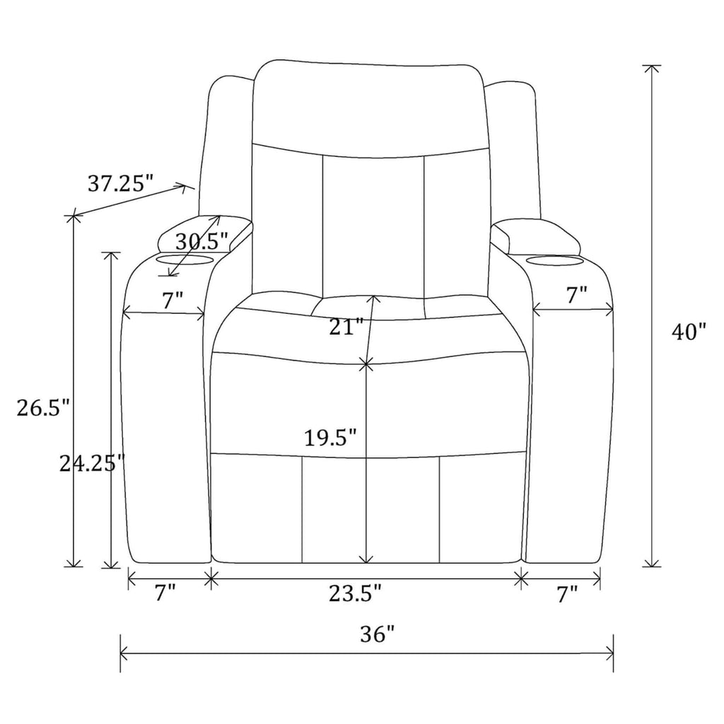 Luxury Charcoal Upholstered Power Recliner Armchair With LED Lights (SAK16429)