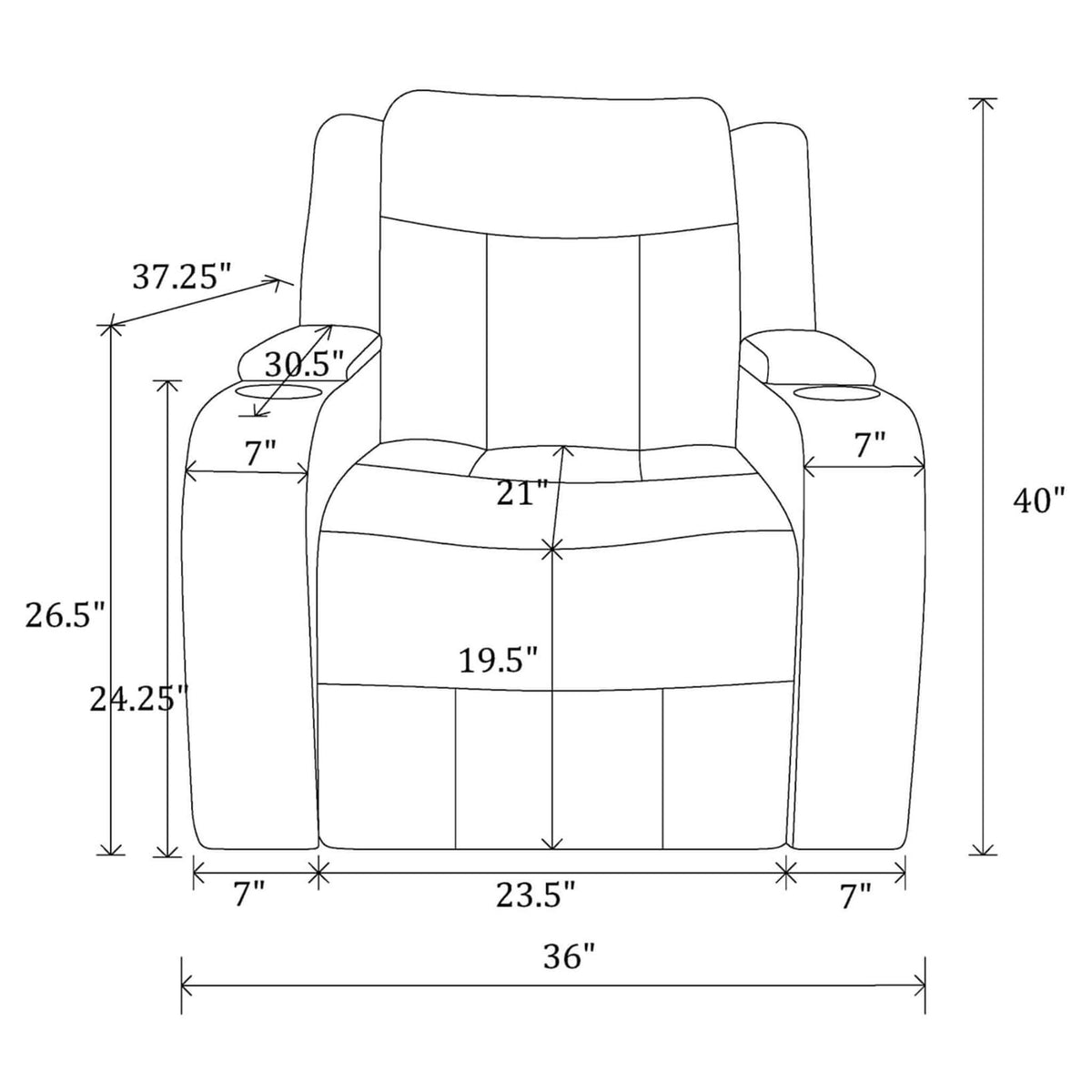 Luxury Charcoal Upholstered Power Recliner Armchair With LED Lights (SAK16429)