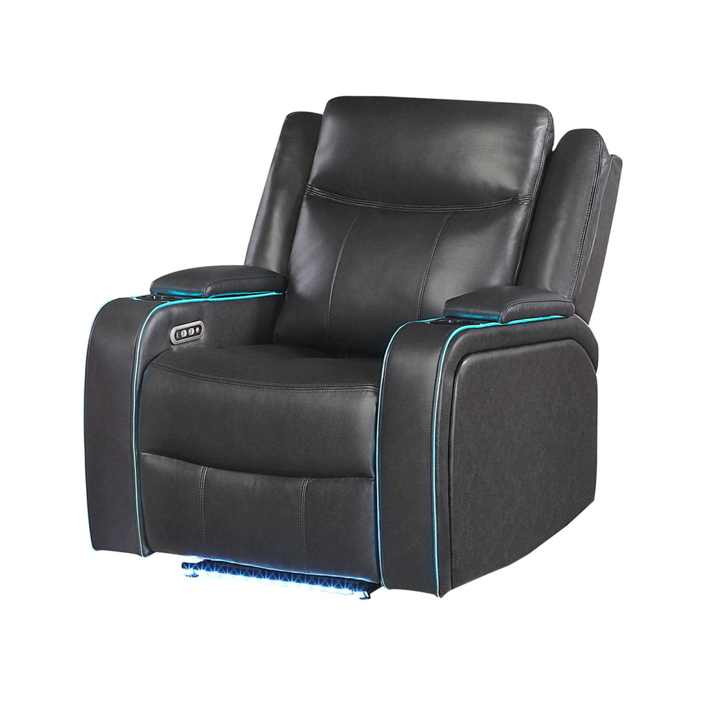 Luxury Charcoal Upholstered Power Recliner Armchair With LED Lights (SAK16429)