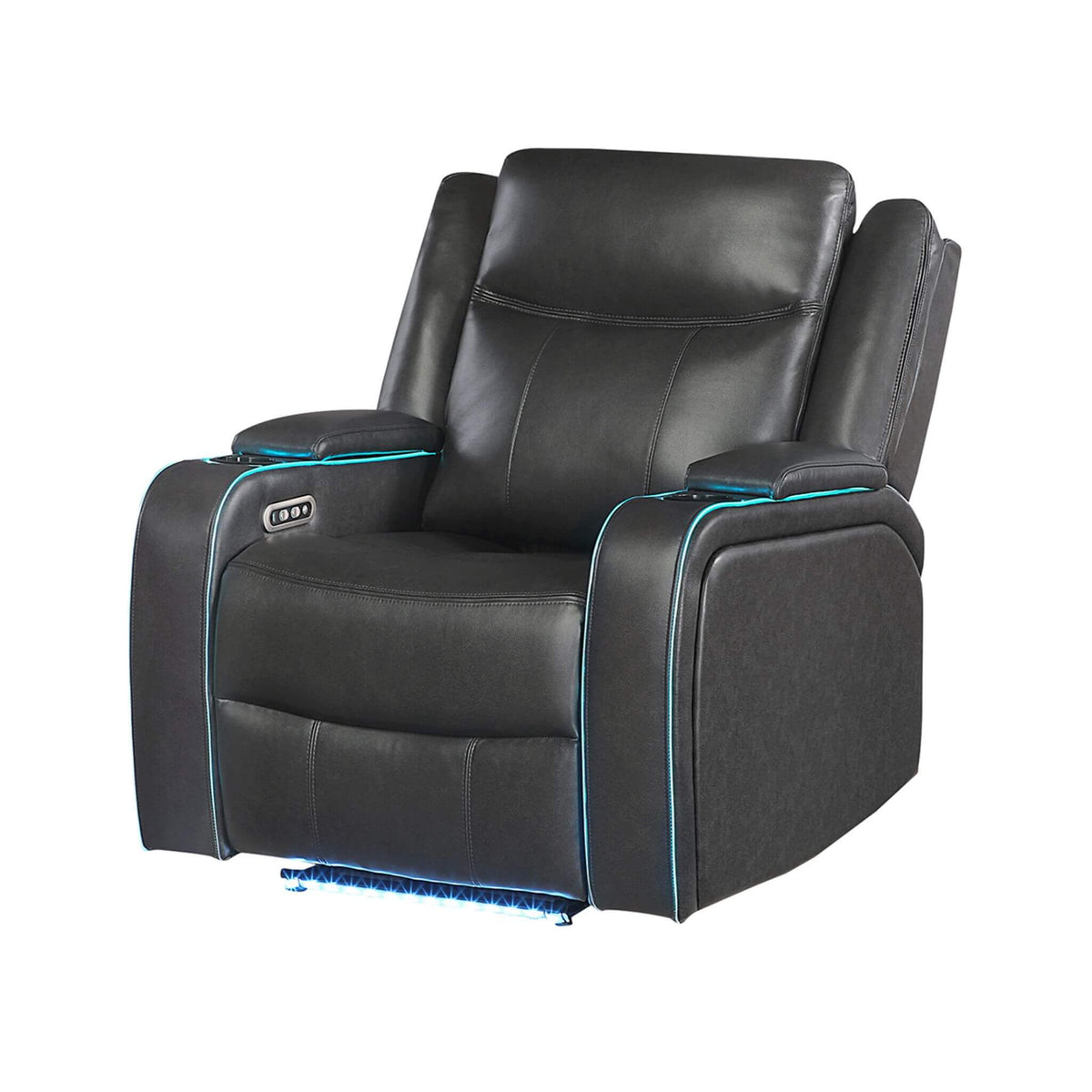 Luxury Charcoal Upholstered Power Recliner Armchair With LED Lights (SAK16429)