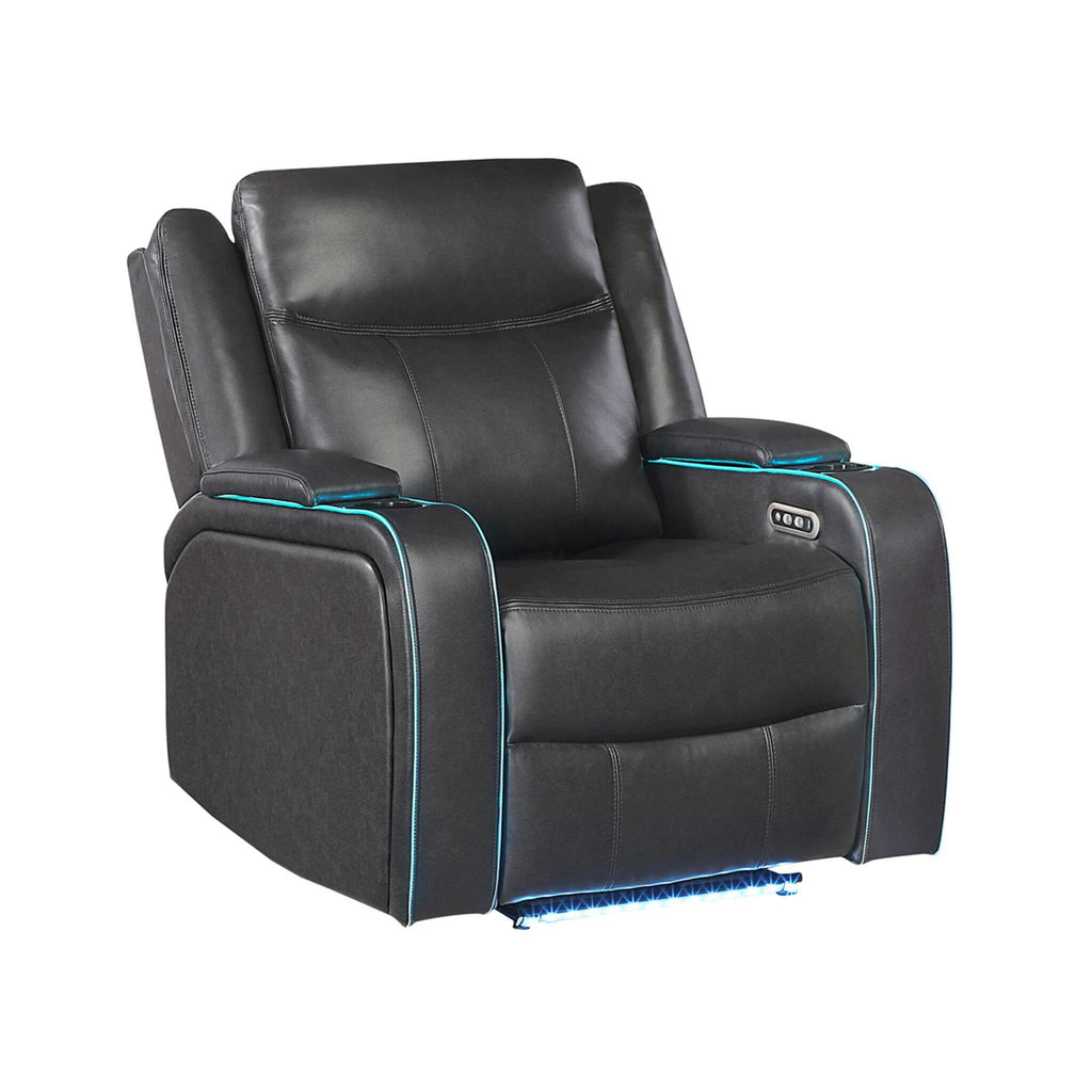 Luxury Charcoal Upholstered Power Recliner Armchair With LED Lights (SAK16429)