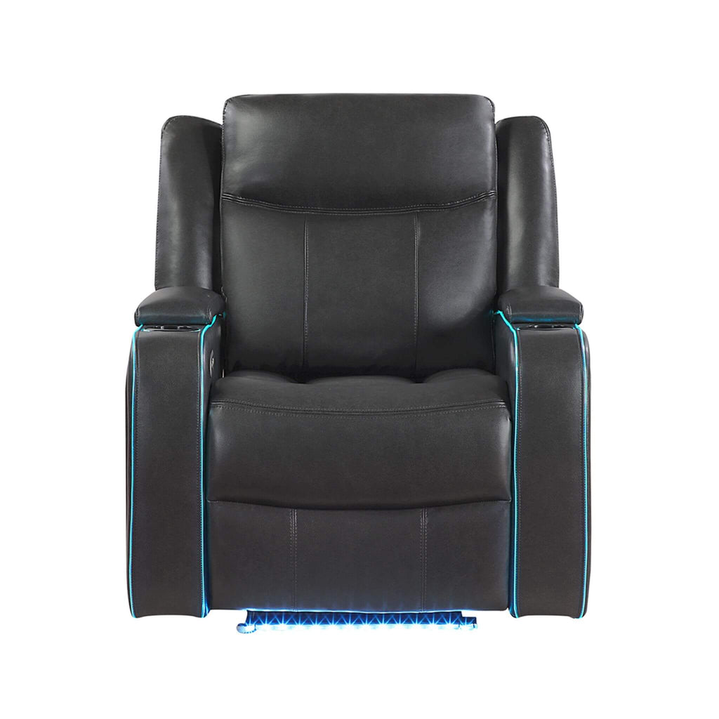 Luxury Charcoal Upholstered Power Recliner Armchair With LED Lights (SAK16429)