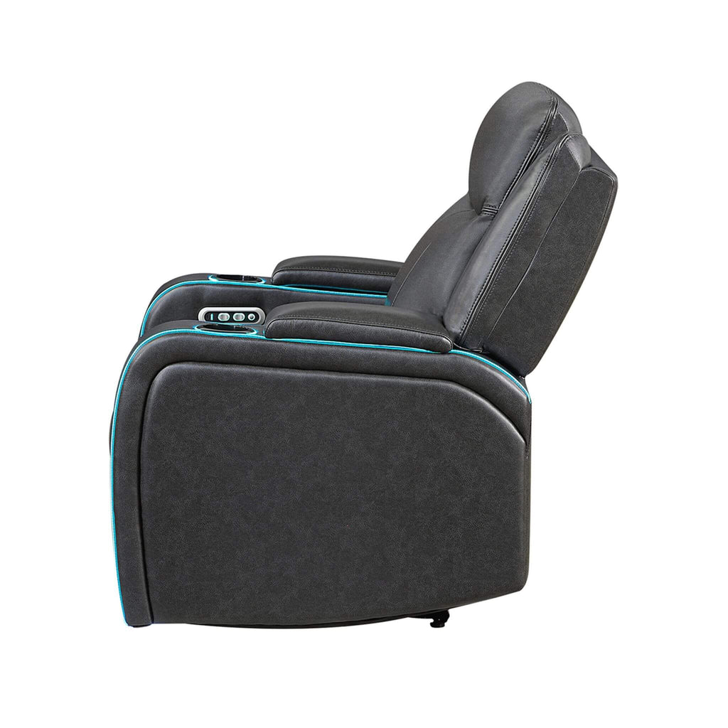 Luxury Charcoal Upholstered Power Recliner Armchair With LED Lights (SAK16429)