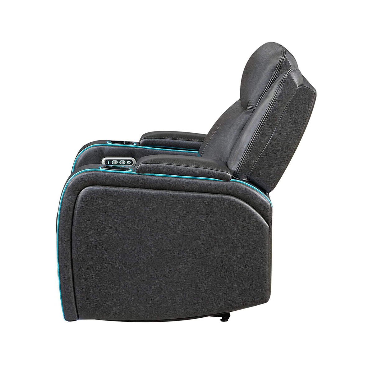 Luxury Charcoal Upholstered Power Recliner Armchair With LED Lights (SAK16429)