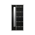 [36X80-Inch] Modern Frosted Glass Black Fiberglass Front Door With Right Inswing (SAK10584)