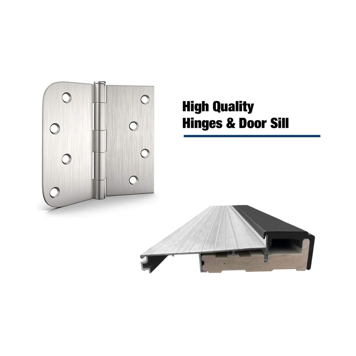 [36X80-Inch] Modern Frosted Glass Black Fiberglass Front Door With Right Inswing (SAK10584)