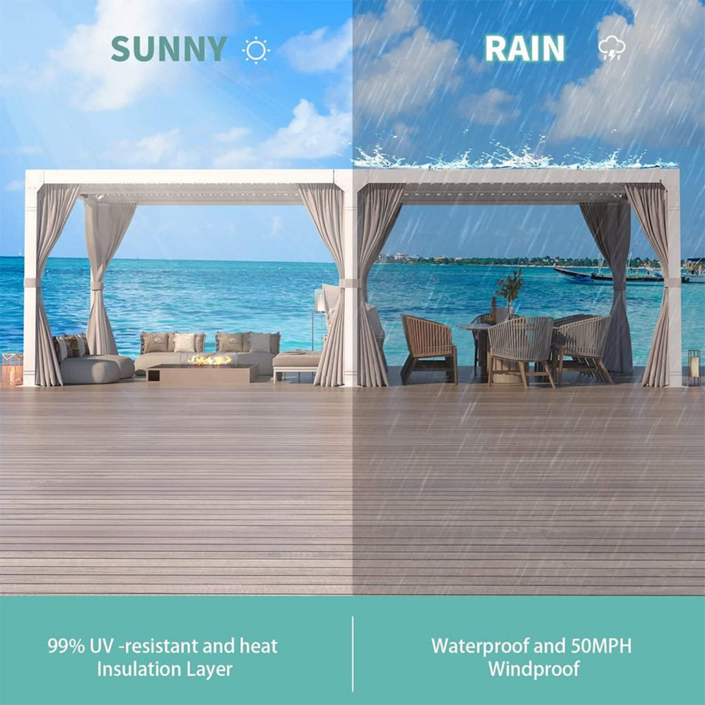 [12X20FT] Outdoor Hardtop Louvered Pergola With Adjustable Aluminum Rainproof Roof (SAK18625)
