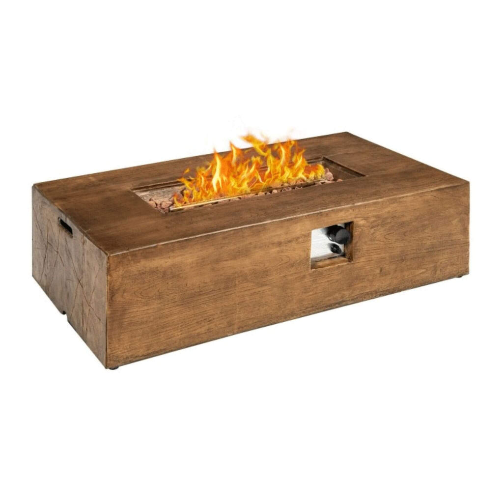 Outdoor Propane Gas Fire Pit Table W/ Lava Rocks & Cover, 50K BTU (SAK94436)