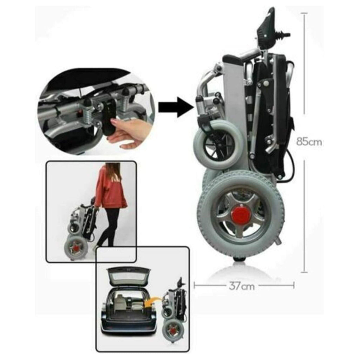 PCMOS WD602 17.5-Inch Heavy-Duty Electric Motorized Lightweight Wheelchair, 250LBS (SAK56491)