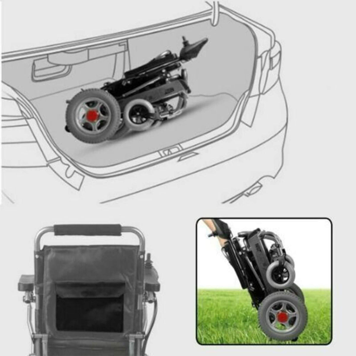 PCMOS WD602 17.5-Inch Heavy-Duty Electric Motorized Lightweight Wheelchair, 250LBS (SAK56491)