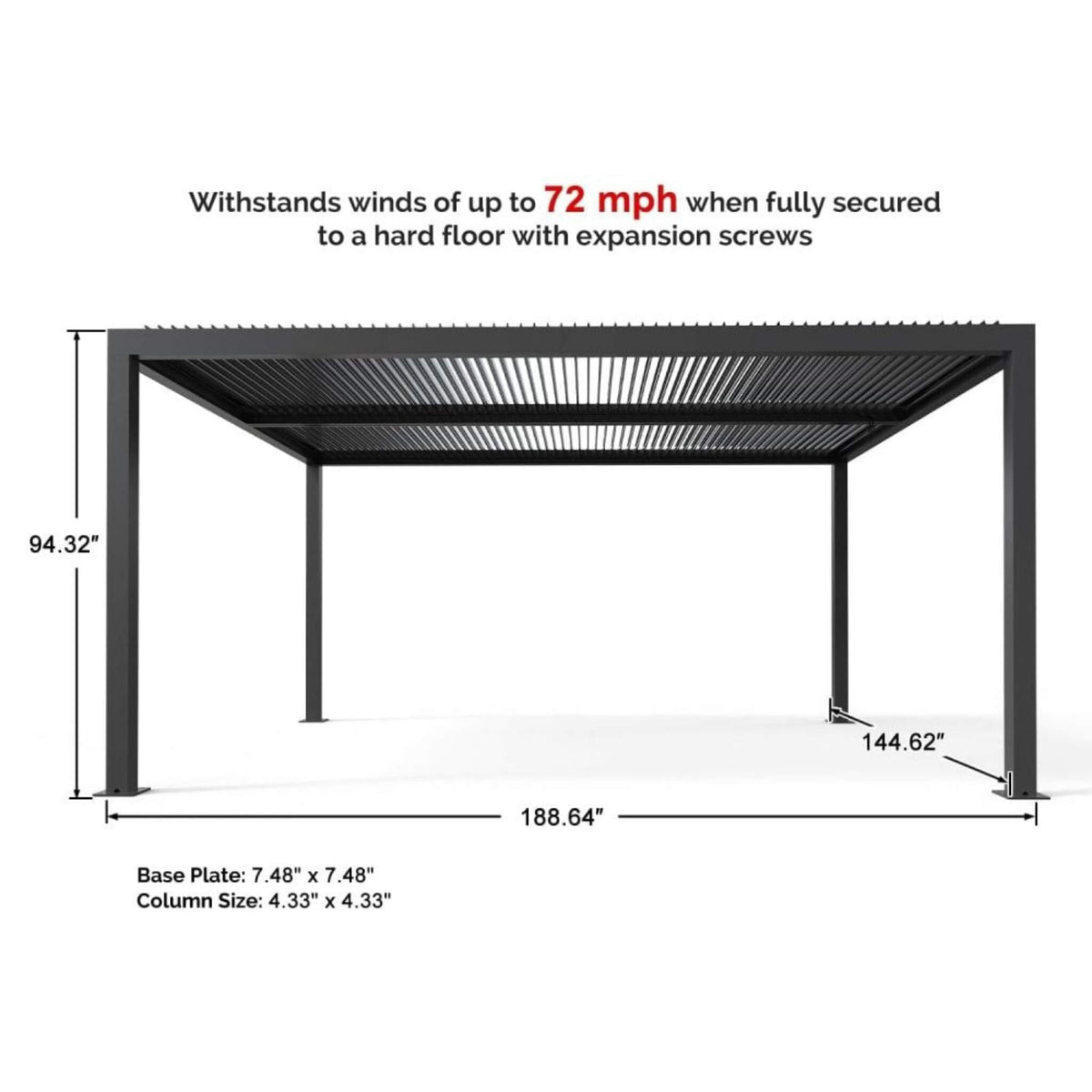 [12X16FT] Premium Outdoor Gray Aluminum Hardtop Pergola With Adjustable Roof (SAK81364)