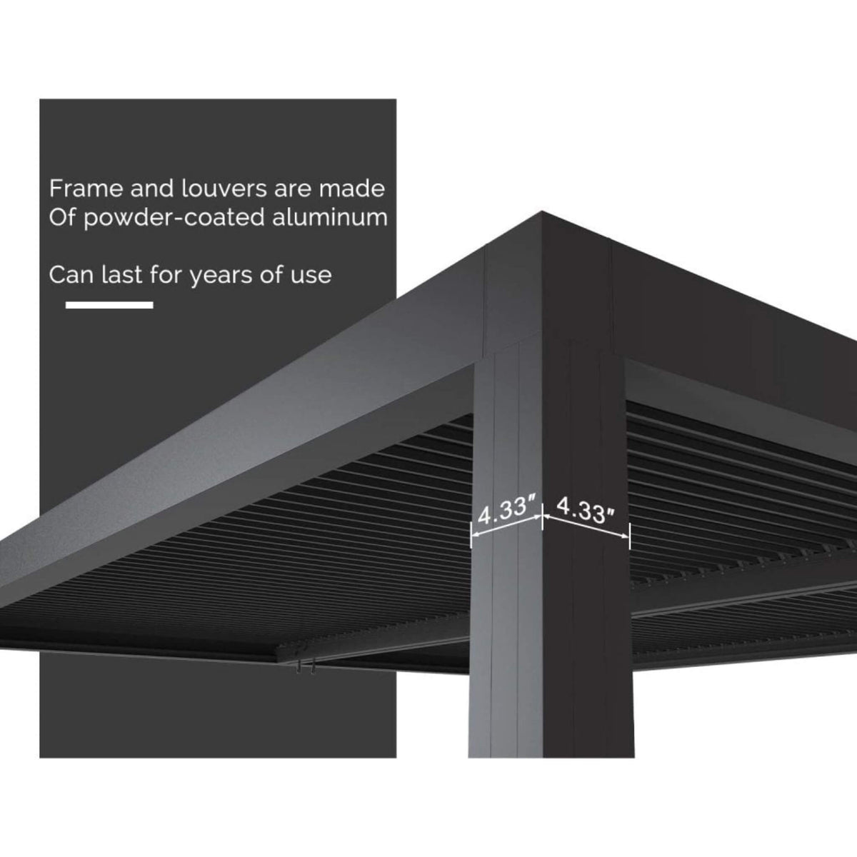 [12X16FT] Premium Outdoor Gray Aluminum Hardtop Pergola With Adjustable Roof (SAK81364)