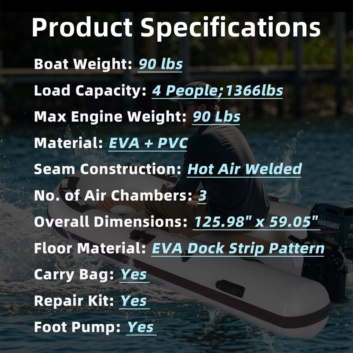 Portable Inflatable Dinghy Boat Kit With Accessories (SAK93784)