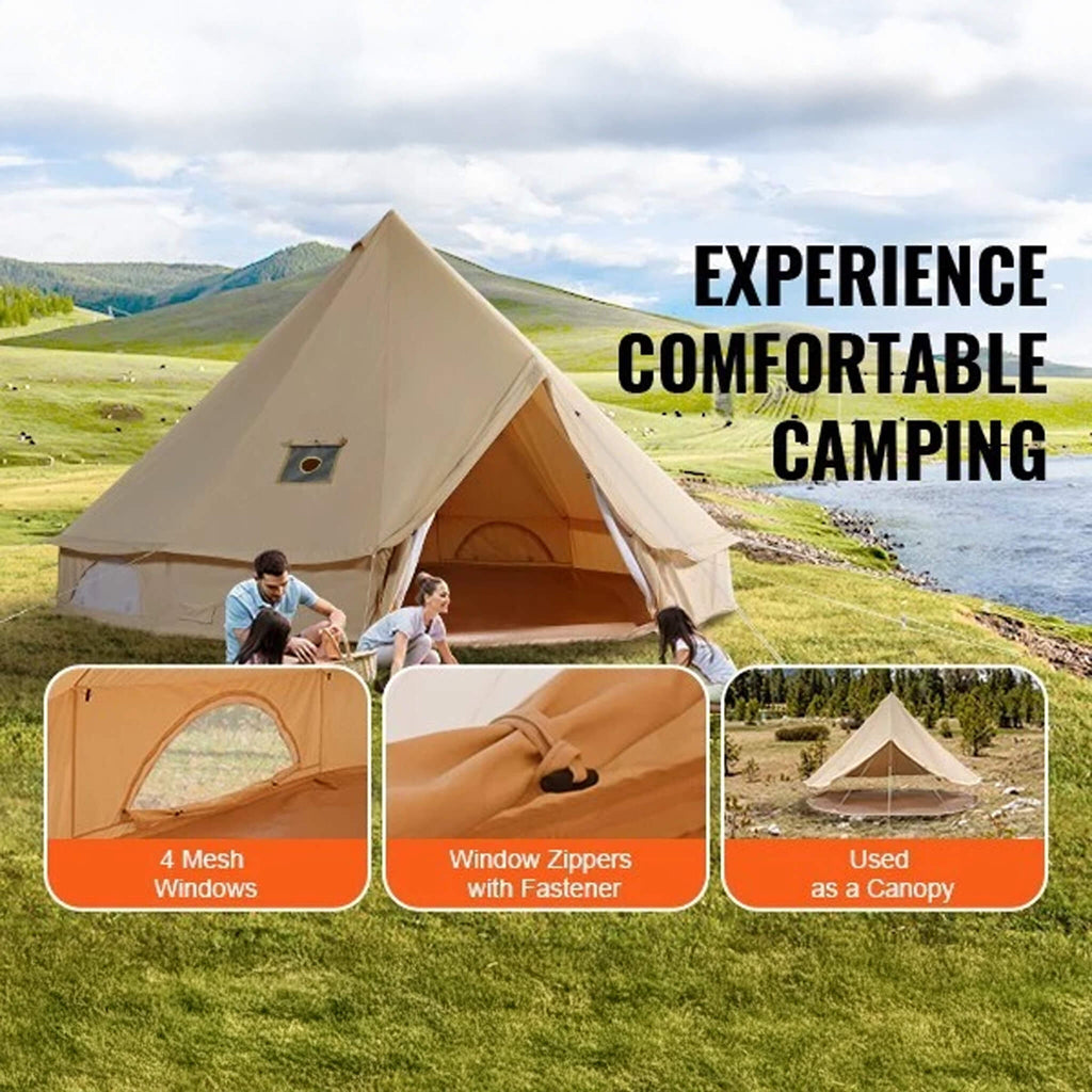 Premium 4-Season Camping Canvas Bell Yurt Tent With Stove Jack (SAK47589)