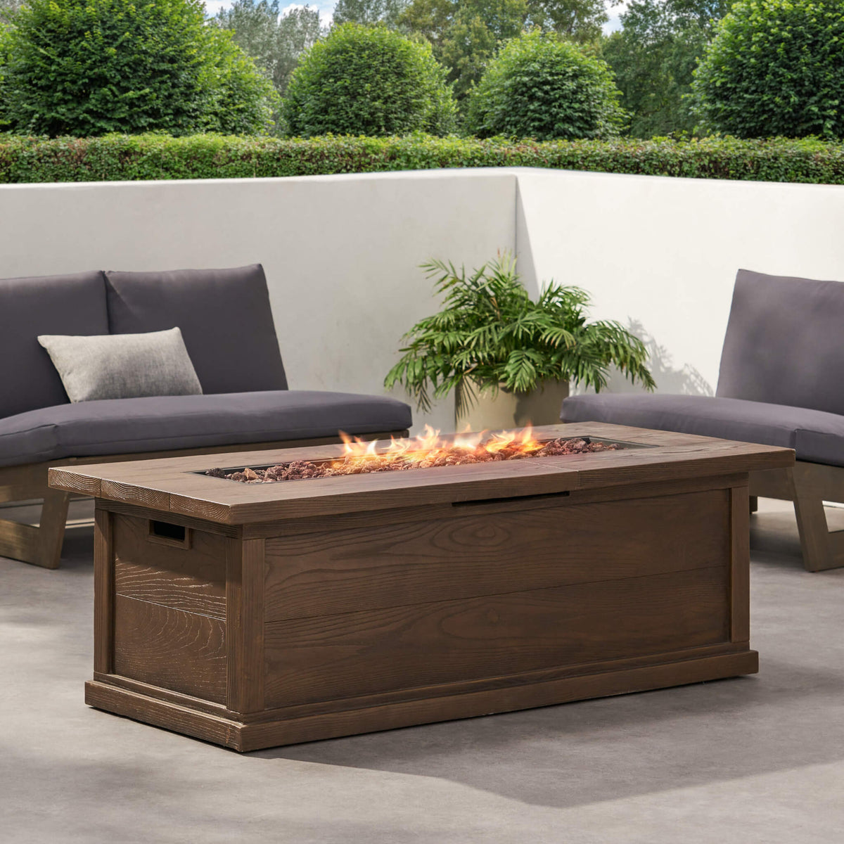 56-Inch Transitional Rectangular Outdoor Propane Gas Fire Pit Table, 50K BTU (SAK25790)