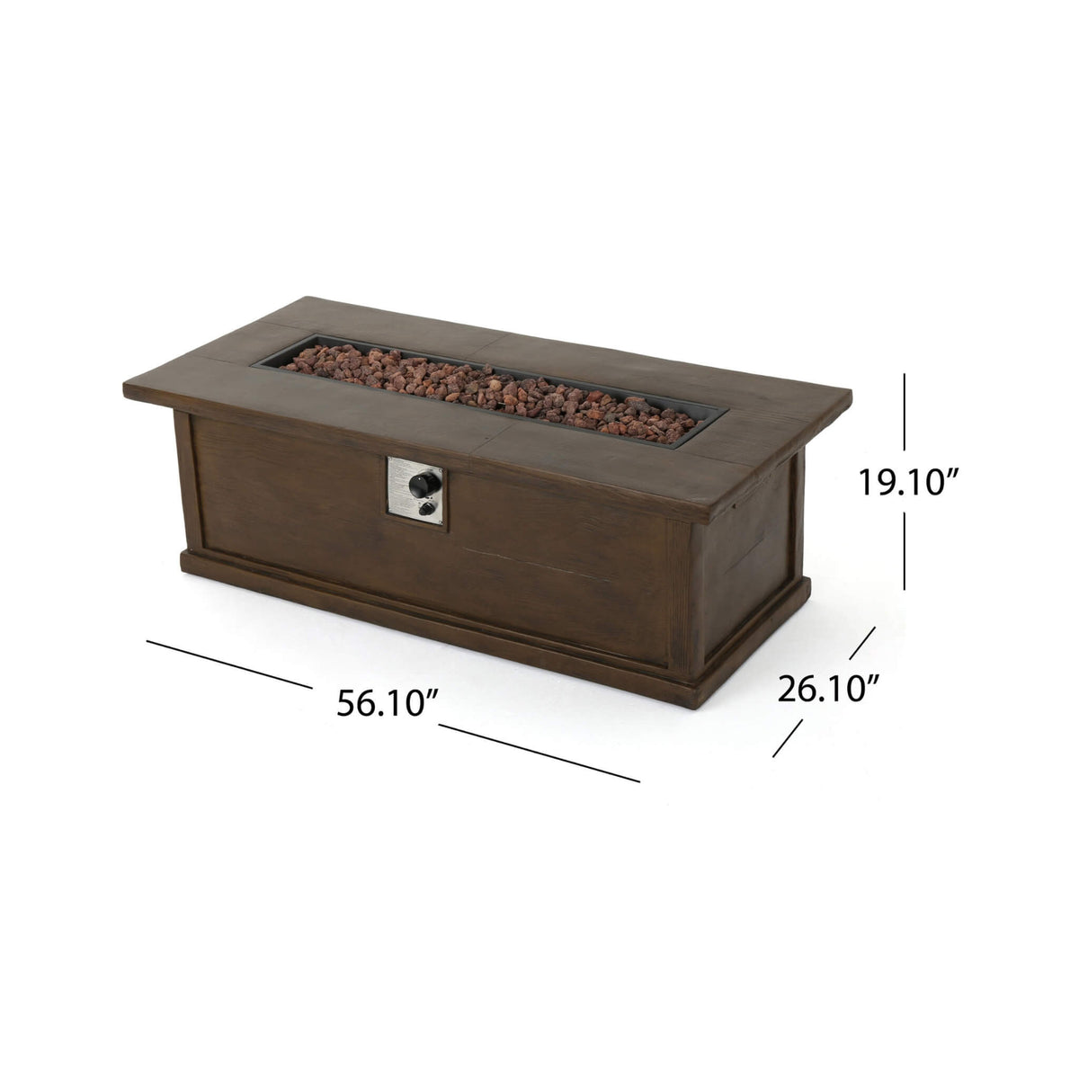 56-Inch Transitional Rectangular Outdoor Propane Gas Fire Pit Table, 50K BTU (SAK25790)