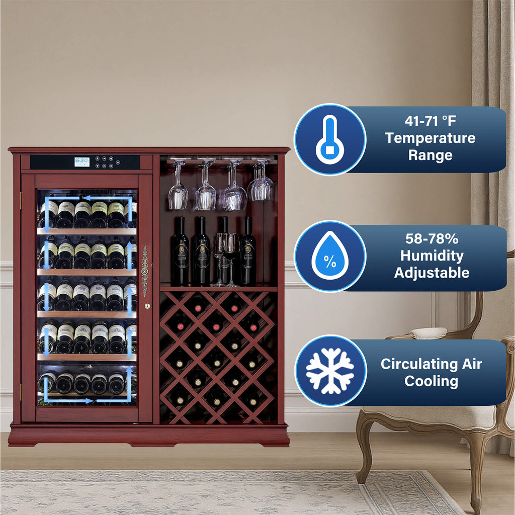 69-Bottle Wooden Wine Cooler Cabinet With Built-In Storage (SAK17539)