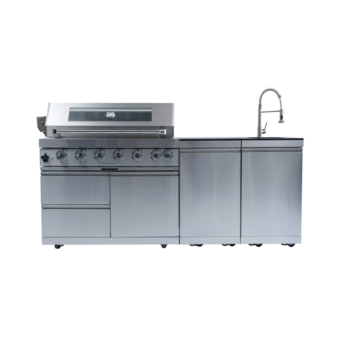 Tuscany Outdoor BBQ Liquid Propane Kitchen Grill Island With 43-Inch 6-Burner 85K BTU Propane Gas Grill, Rotisserie Kit, And Storage Cabinets (SAK95623)