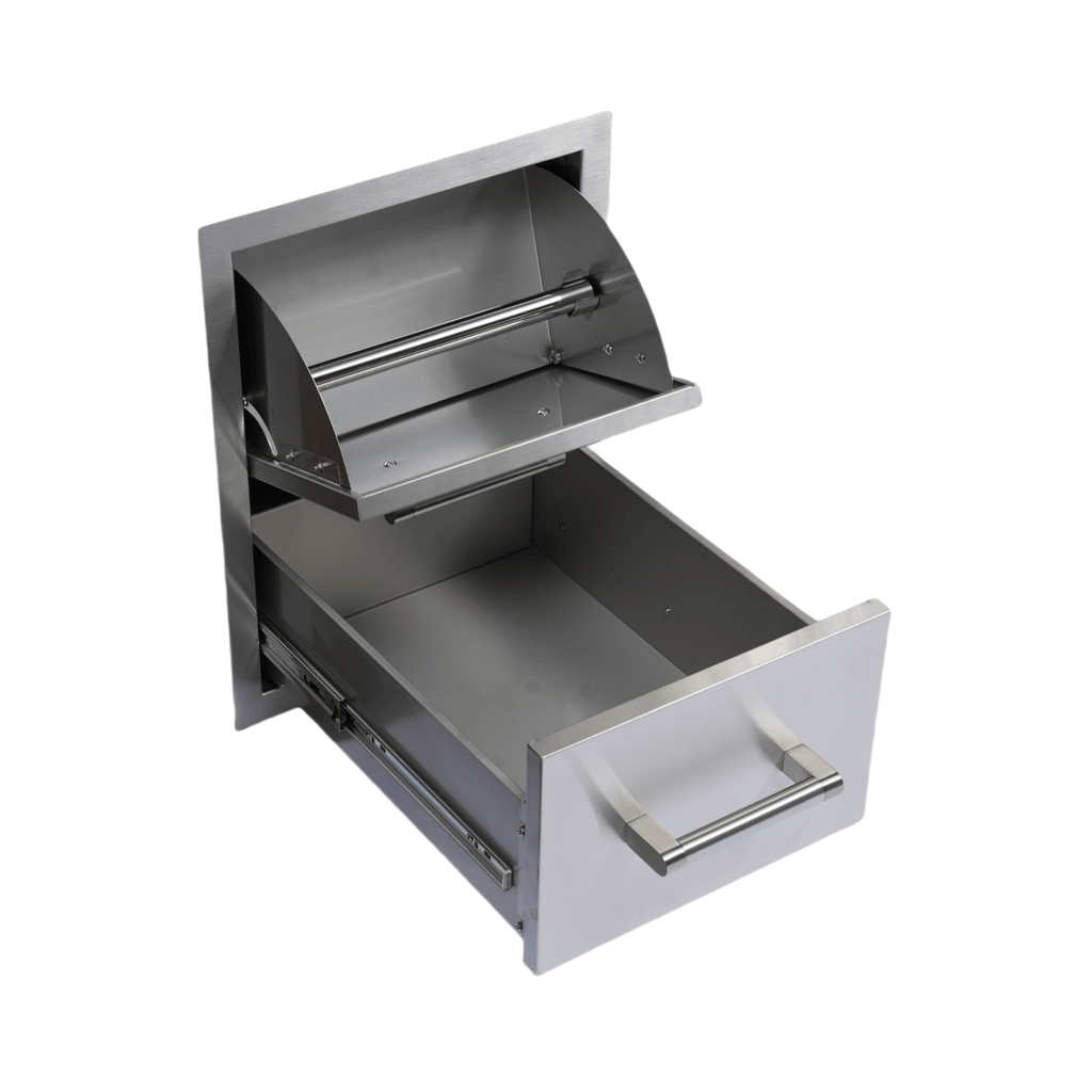 Premium Outdoor Kitchen With 32-Inch 60K BTU Built-In Stainless Steel LPG Gas Grill, Door And Drawer Combo And Stainless Steel Ice Box (SAK98661)