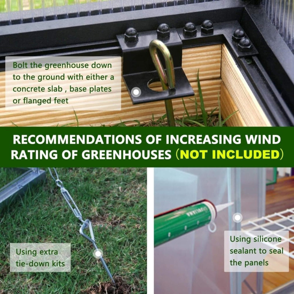 [06X12FT] Premium Polycarbonate Gray Walk-In Greenhouse Kit With Adjustable Vent And Lockable Door (SAK35264)