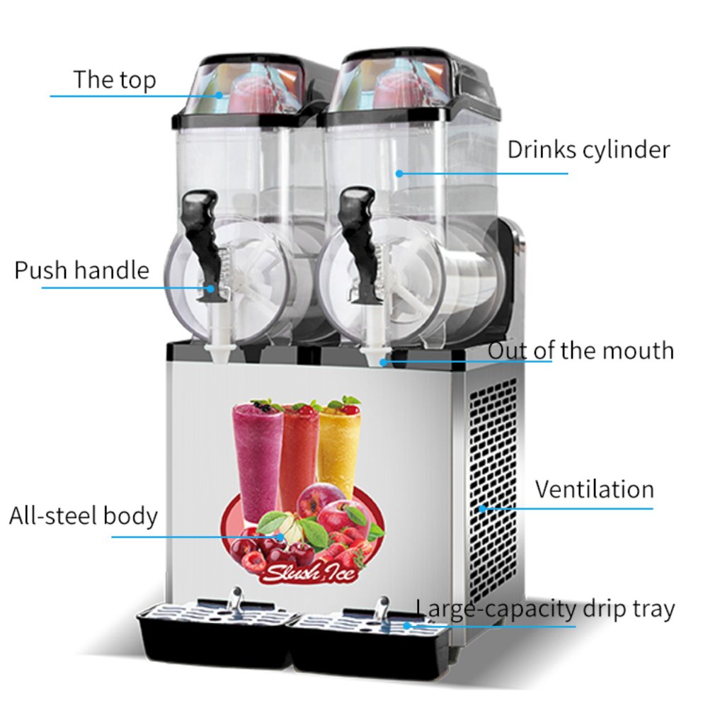 Premium Stainless Steel Margarita Frozen Drink Double Tank Slushy Maker Machine, 30L (SAK48253)