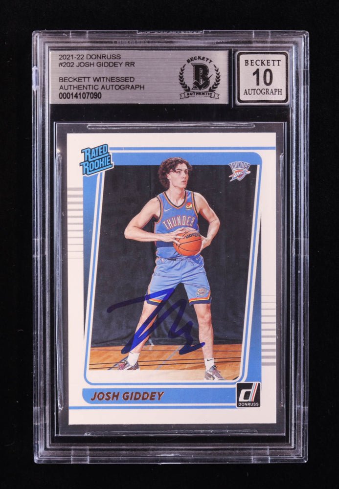 Josh Giddey Signed 2021-22 Donruss #202 RR RC (BGS | Auto 10) Beckett Witnessed