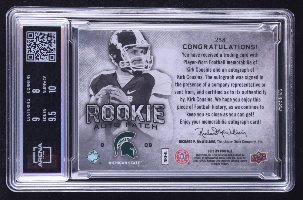 Kirk Cousins Signed 2012 SP Authentic #258 Auto #071/885 RC (Arena Club 8.5)