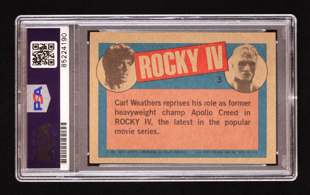 Manny Pacquiao Signed 1985 Topps Rocky IV #3 Apollo Creed (PSA)