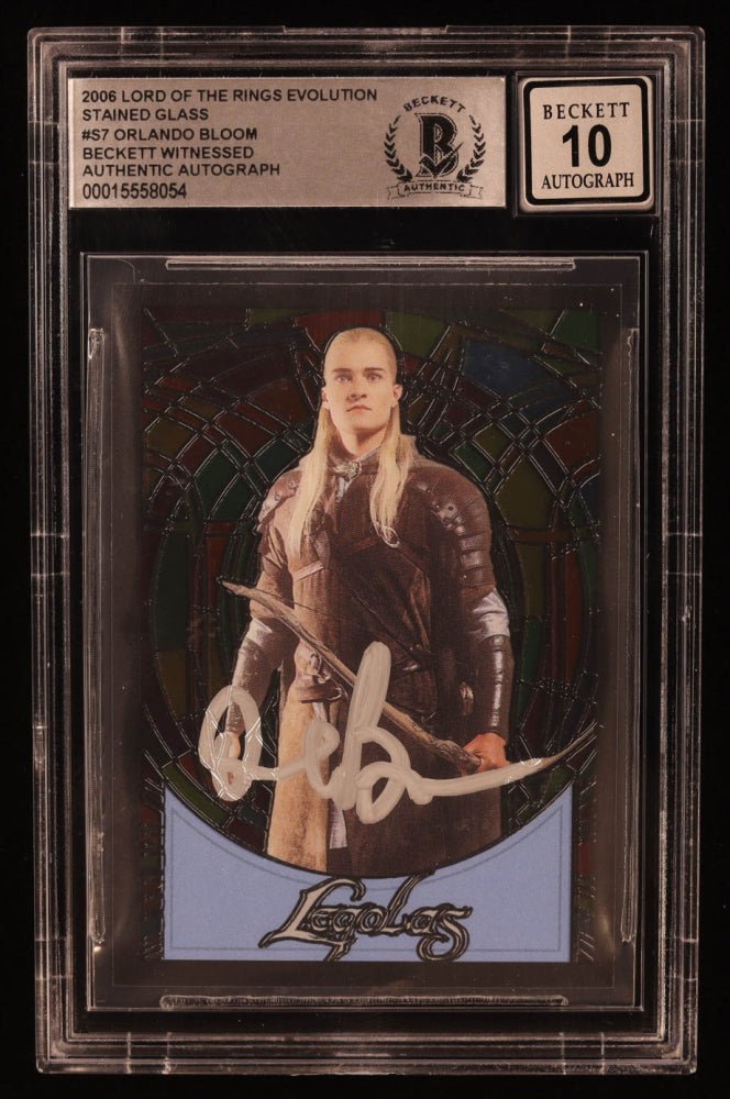 Orlando Bloom Signed 2006 Topps LOTR Stained Glass #S7 Legolas (BGS | Auto 10)