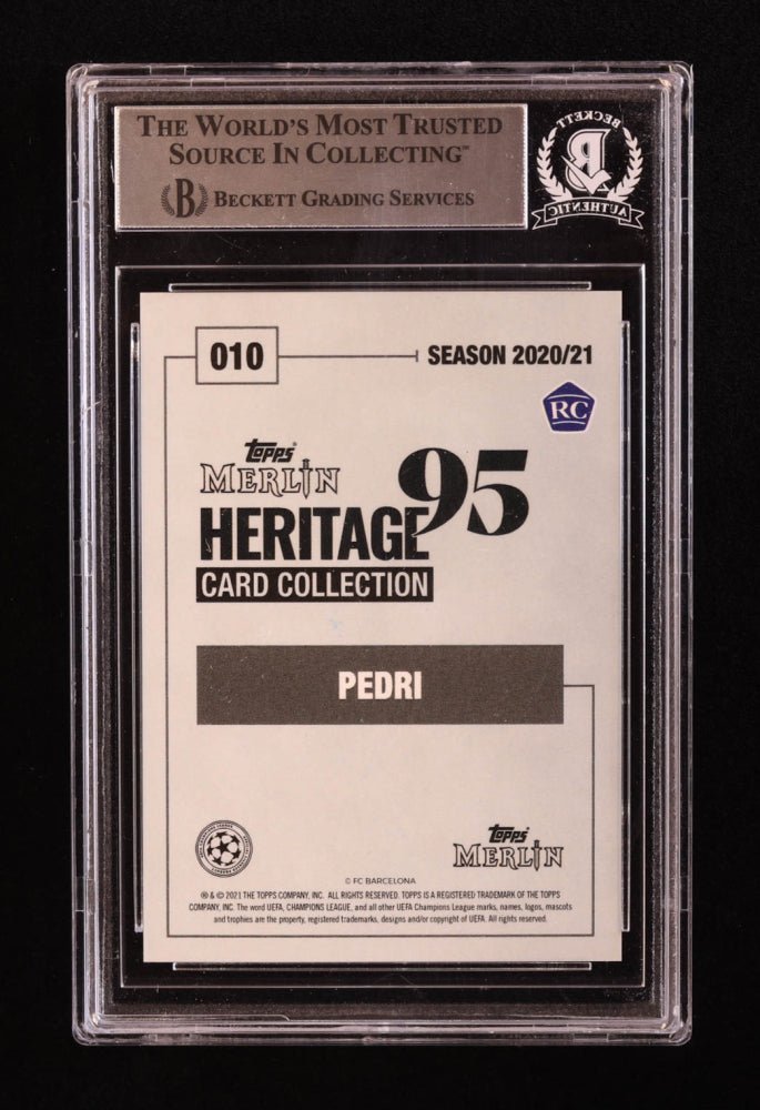Pedri Signed 2020-21 Merlin Heritage 95 UCL #10 RC (BGS) Beckett Witnessed