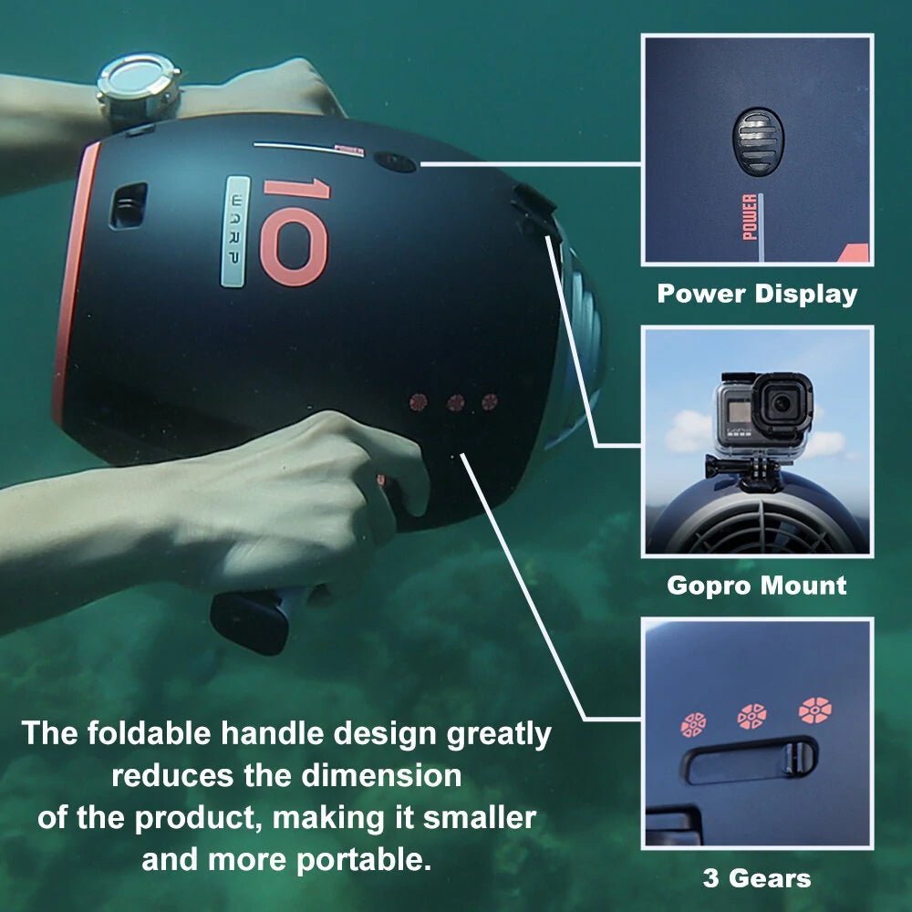 RBS WARP 10 630W 3-Speed Underwater Sea Scooter For Scuba Diving And Snorkeling (SAK94185)