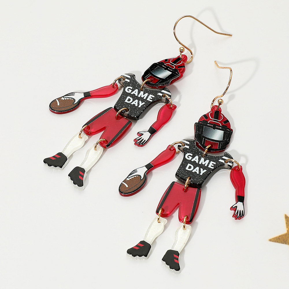 Resin GAME DAY Football Player Dangle Earrings