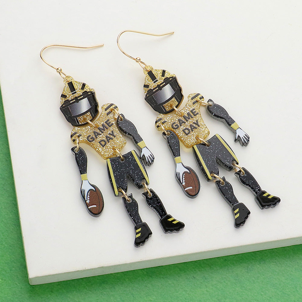 Resin GAME DAY Football Player Dangle Earrings