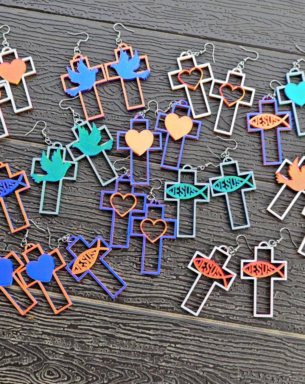 3D Print Christian Cross Faith Earrings Made in America