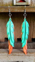 3D Print Double Feather Boho Earrings Made in America