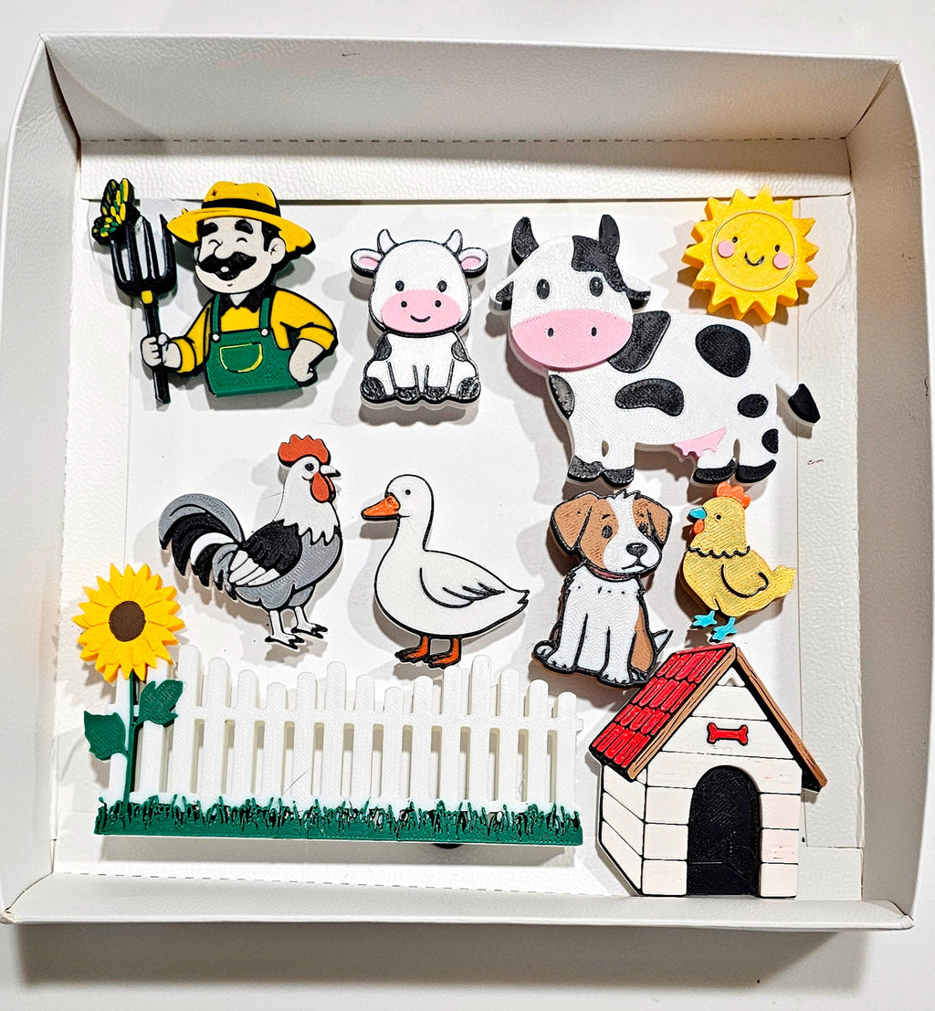 3D Hobby Farmer Cow Farm Animal Magnet Gift Set Made in America