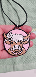 3d Western Cowgirl Cowboy Highland Cow Theme - Necklace, Purse Charm, Earrings, Keychain, Magnet
