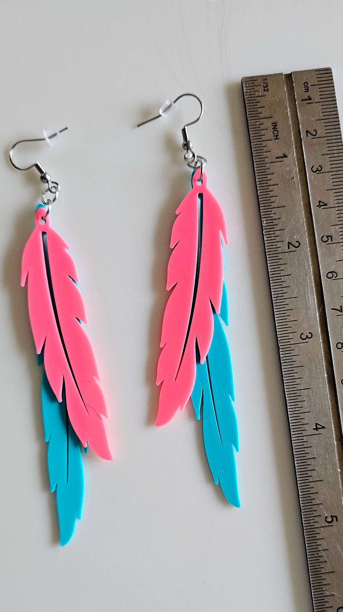 3D Print Double Feather Boho Earrings Made in America