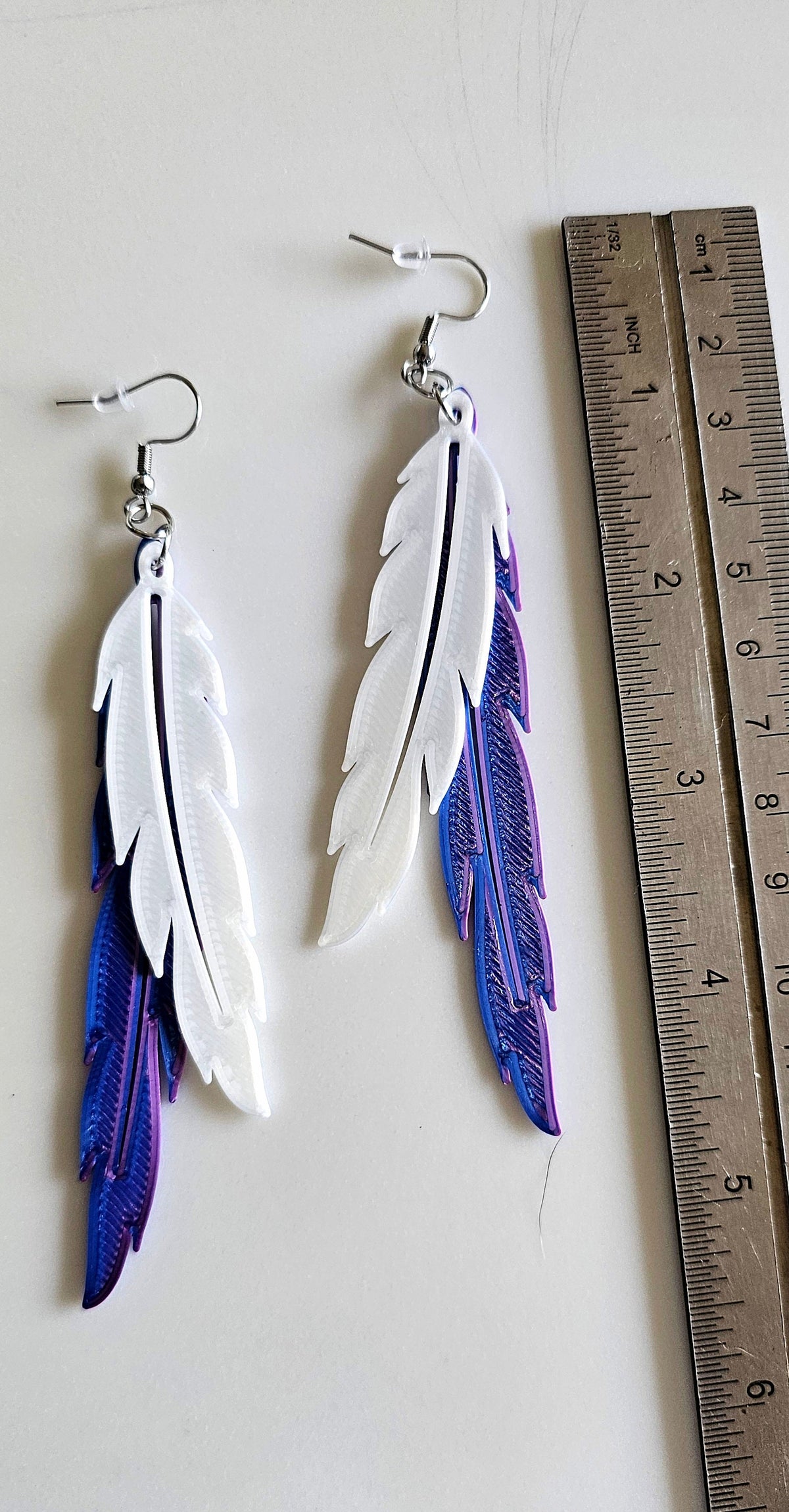 3D Print Double Feather Boho Earrings Made in America