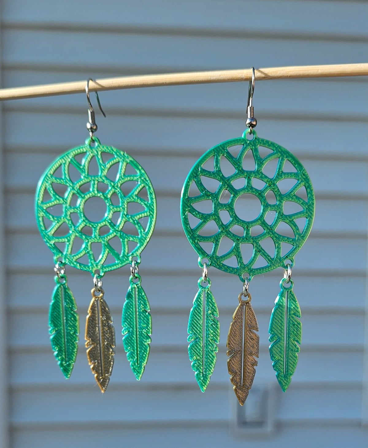 3D Print Dreamcatcher Boho Earrings Made in America