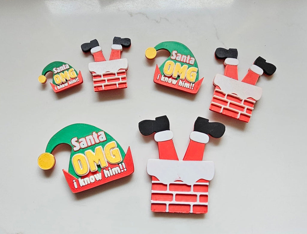 set of 2 Santa Elf I Know Him Hat Magnets Christmas Made in America Choice of Sizes