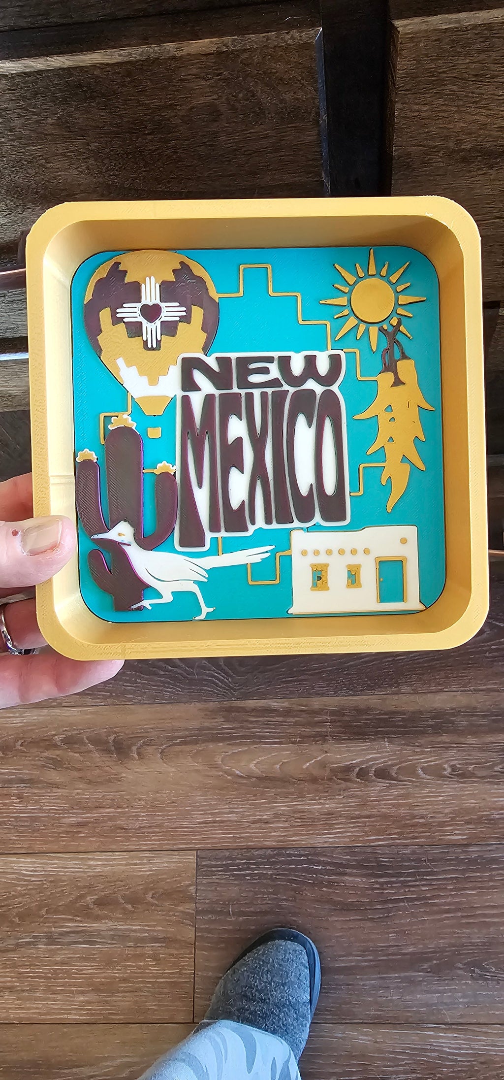 Baha Ranch Zia Balloon Adobe Roadrunner New Mexico 3D Accessory Tray Made in America
