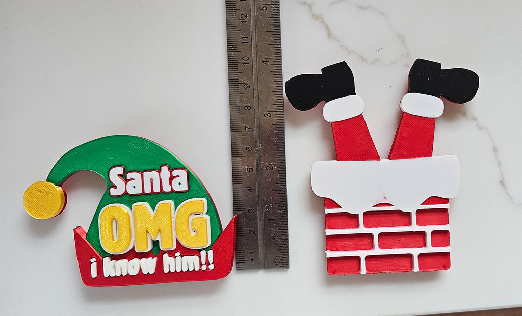 set of 2 Santa Elf I Know Him Hat Magnets Christmas Made in America Choice of Sizes