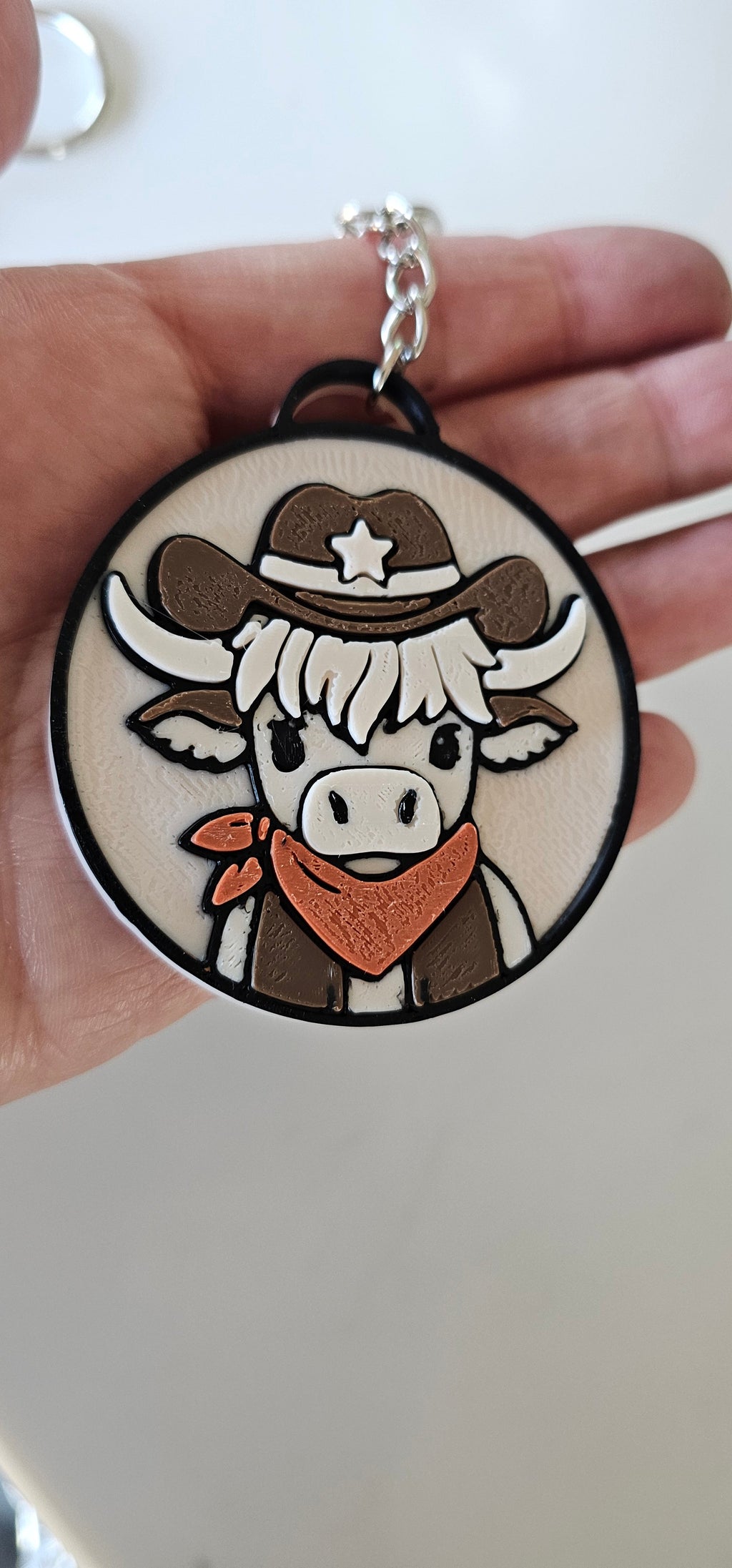 3d Western Cowgirl Cowboy Highland Cow Theme - Necklace, Purse Charm, Earrings, Keychain, Magnet