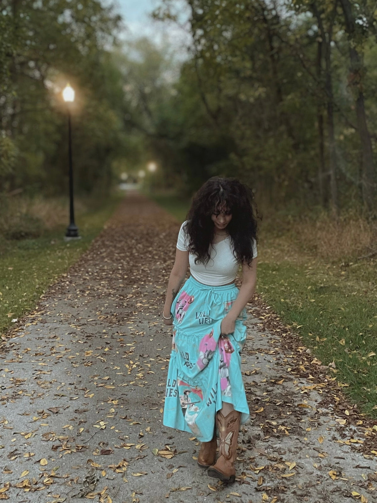 Baha Ranch Retro Pop Western Prairie Maxi Skirt
