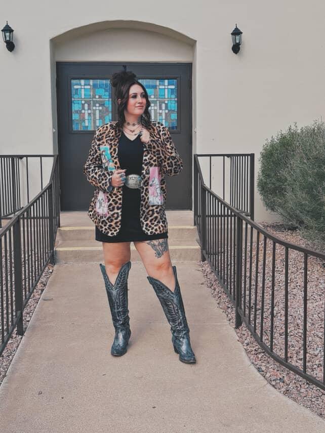 Baha Ranch Retro Pop Western Wild West Leopard Blazer