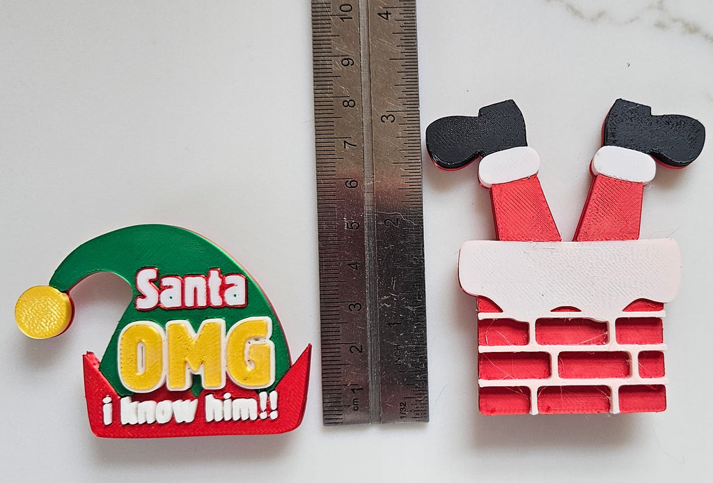 set of 2 Santa Elf I Know Him Hat Magnets Christmas Made in America Choice of Sizes