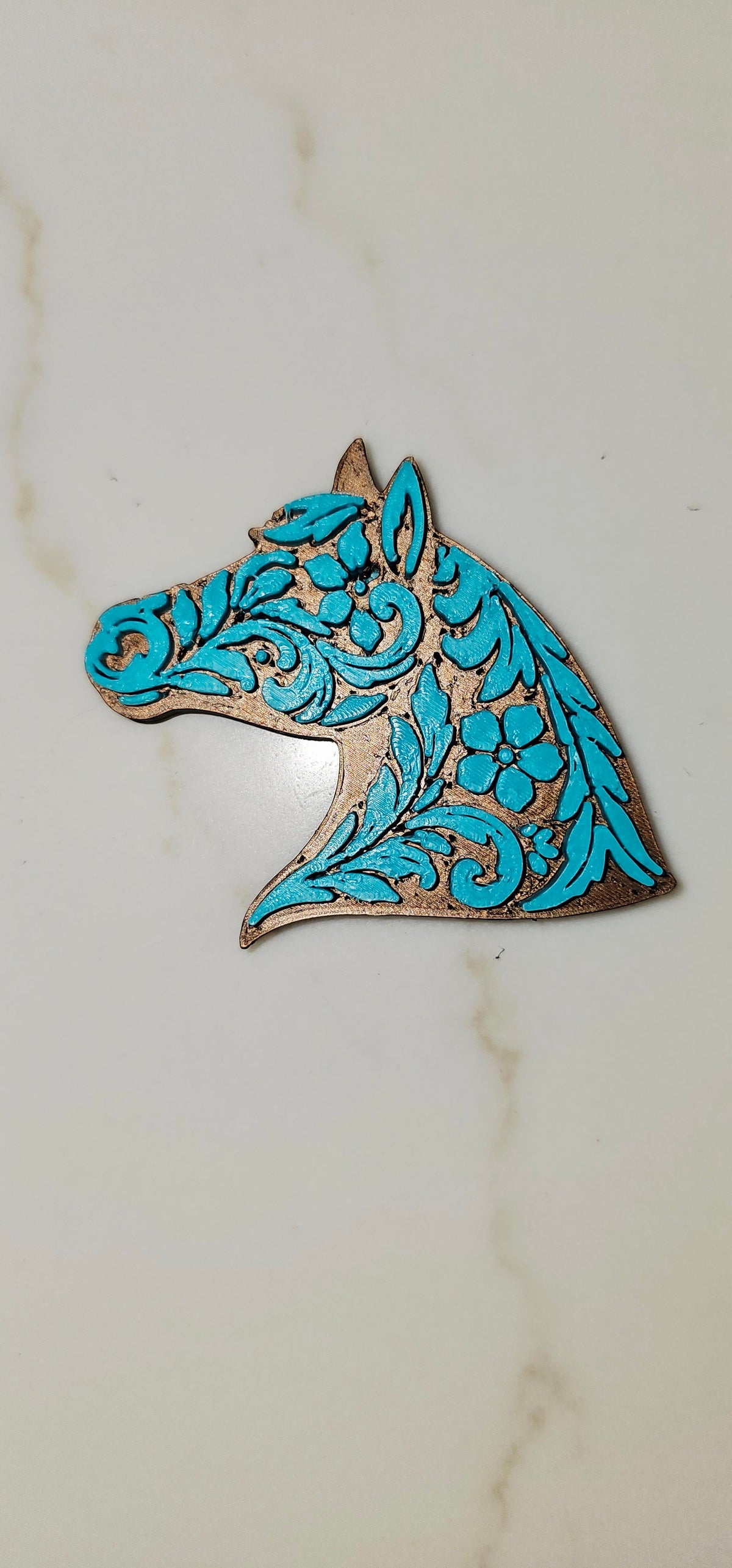 Baha Ranch Year of the Horse Tooled 3d Print Bookmark Keychain Hatpin Magnet Purse Charm Made in America