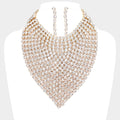 Round Stone Statement Bib Evening Necklace